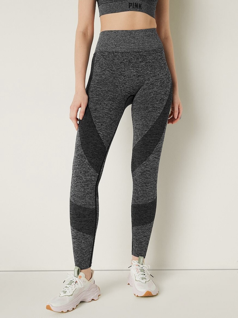 PINK - grey seamless high waisted leggings